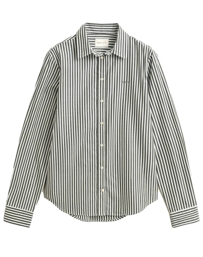 Gant - Classic Striped Skjorte - Mossy Green 